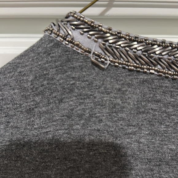 Hale Bob Tunic With Metallic & Clear Beading, V Neck with Ties, Small - Picture 4 of 5